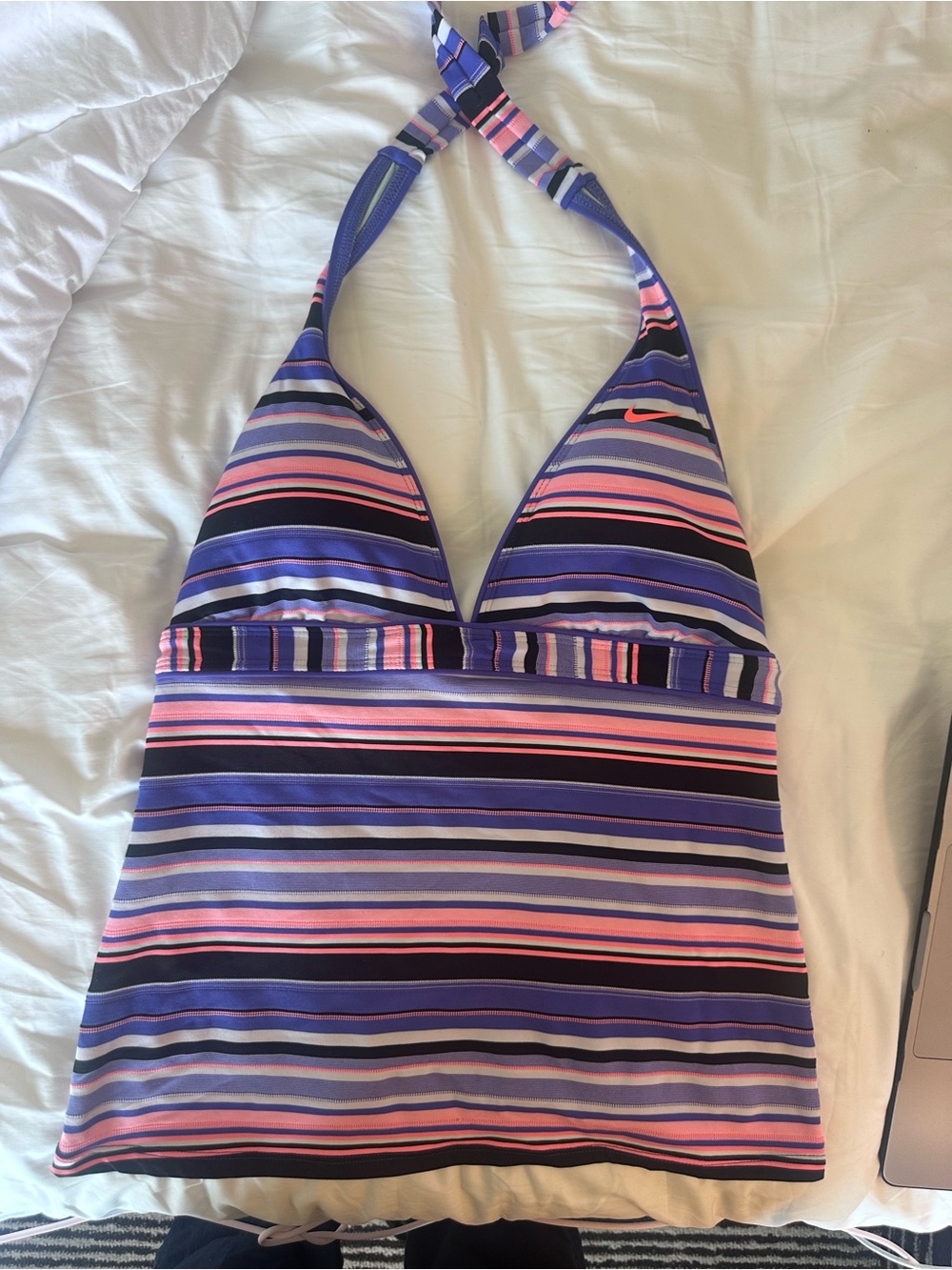 Multicolored Nike Y2K striped halter top